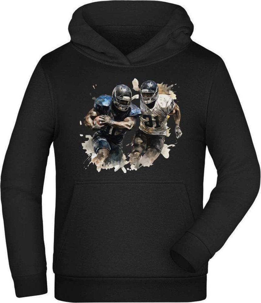 Hoodie Children's Hooded Sweatshirt - 2 American Football Players in Oil Paints i504